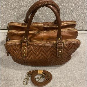 Sundance Genuine Leather Satchel With Shoulder Strap